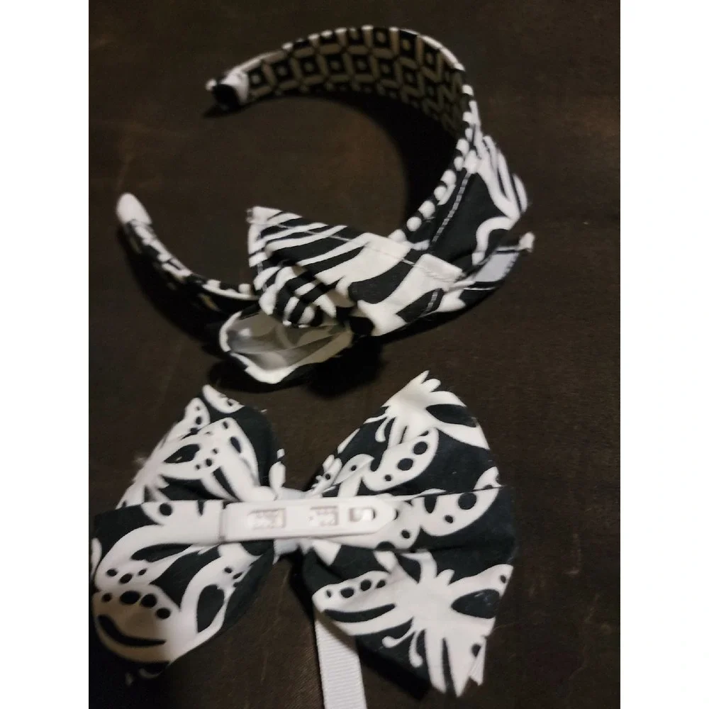 Gymboree yellow and black headband and bow clip